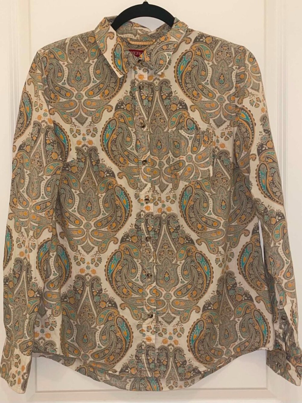 MERONA Women’s Cotton Button Up Long Sleeve Blouse, Size M